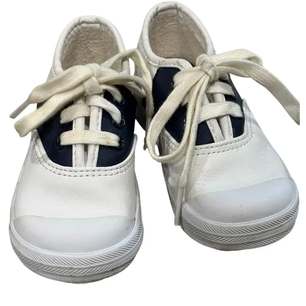Keds Kids 6c Champ Lace School Days Saddle Shoes White Navy Blue Retro Sneakers